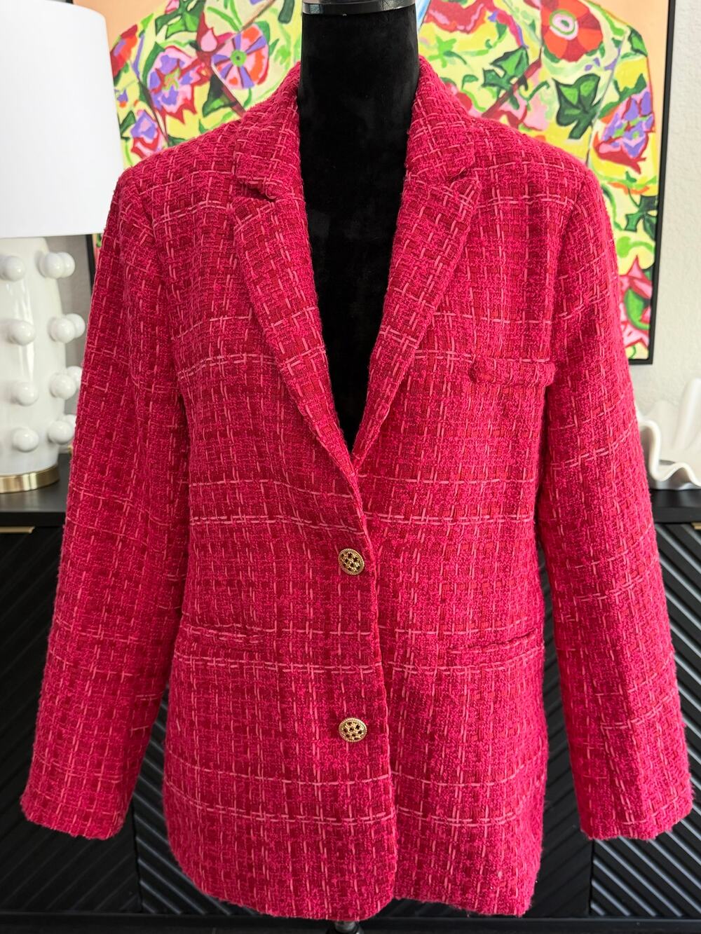 SUGAR + LIPS Ken Tweed Oversized Blazer Women's Size Medium NWT